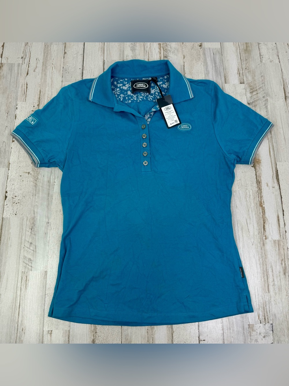 Land Rover Polo Shirt Mens 10 Small Blue Logo Collared Preppy